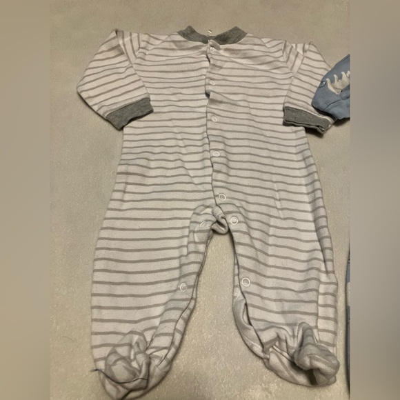 Baby Footies - Gray Stripes & Blue Polar Bears - Picture 2 of 5